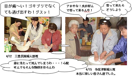 ゴキブリ団子作りの様子